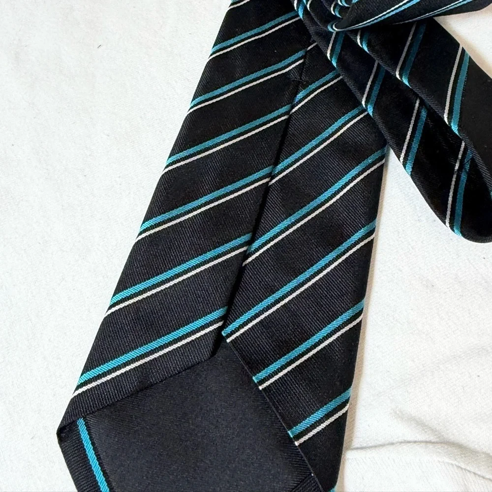 Ralph Lauren Black Label RLBL Lux Made in Italy Tie with Blue and Gray Stripes